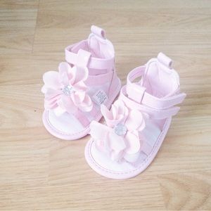 First Steps Pink Flower Sandals